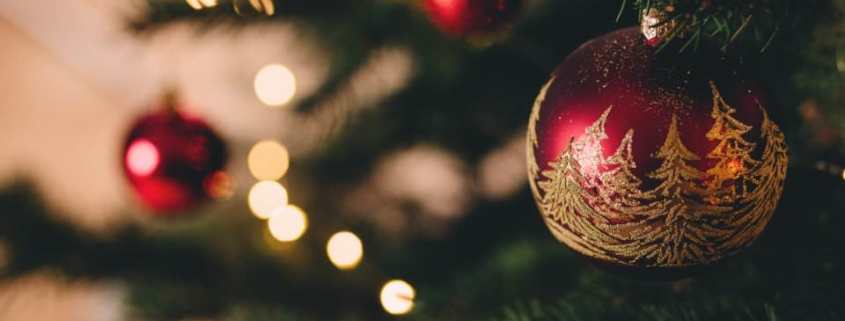 Christmas ball hanging on a Christmas tree