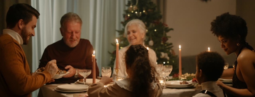 Family having a Christmas dinner together